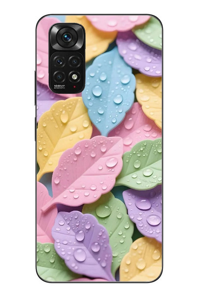 Le Balvo Redmi Note 11 - 11s Uyumlu Pastel Damlalıklı Yapraklar Baskılı Silikon Kılıf