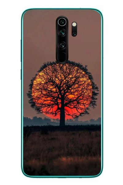 Le Balvo Redmi Note 8 Pro Uyumlu Güneşe Denk Gelen Ağaç Baskılı Silikon Kılıf