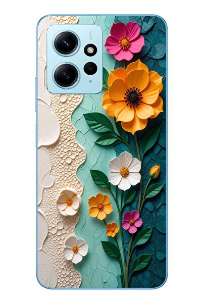Le Balvo Redmi Note 12 4G Uyumlu Güzel Modern Çiçekler Baskılı Silikon Kılıf