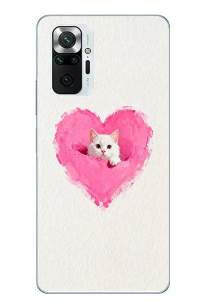 Le Balvo Redmi Note 10 Pro Uyumlu Pembe Kalpli Kedi Baskılı Silikon Kılıf