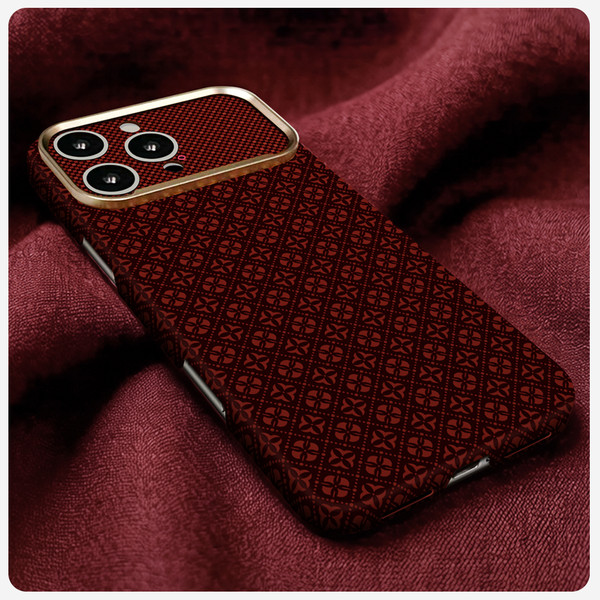 Başkenttekno iPhone 16 Pro Kılıf MagSafe Şarj Premium Retro Çiçek Desenli Kamera Ve Lens Korumalı Velix Sert Bordo