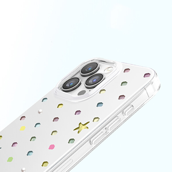 Başkenttekno iPhone 16 Pro Max Kılıf MagSafe Şarj Özellikli Premium Taş Detayli Axen Sert Beyaz