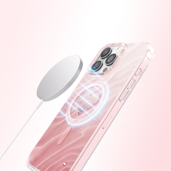 Başkenttekno iPhone 16 Pro Max Premium MagSafe Şarj Özellikli Orjinal Swaro Taşlı Rovix Sert Pembe