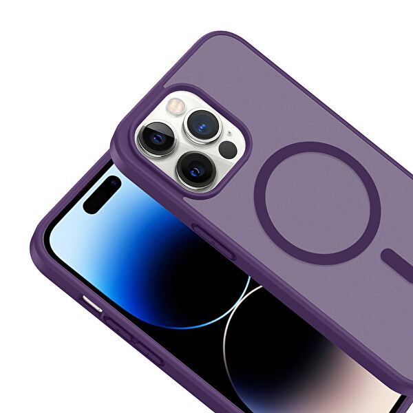 Başkenttekno iPhone 14 Pro Kılıf Mat Magsafe Şarj Özellikli Hassas Butonlu Renkli Yumuşak Kenarlı Premium Babet Kapak