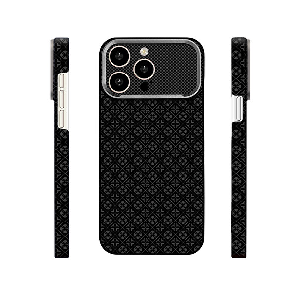 Başkenttekno iPhone 14 Pro Max Kılıf MagSafe Şarj Premium Retro Çiçek Desenli Kamera Ve Lens Korumalı Velix Sert Siyah