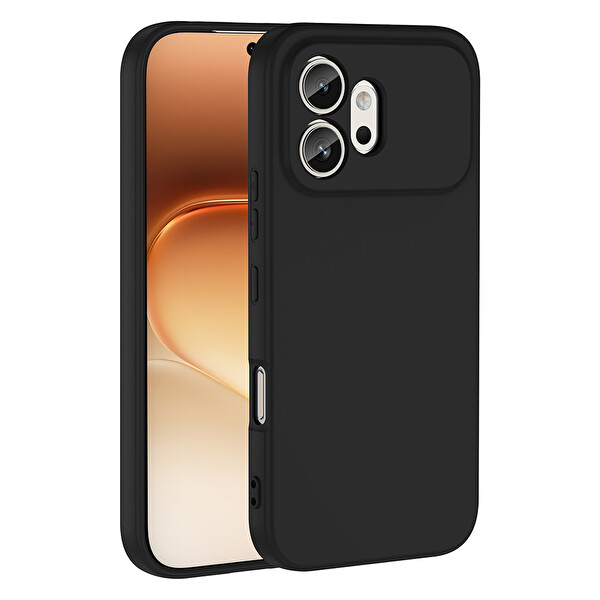 Başkenttekno Honor 600 5G Uyumlu Kılıf Kamera Korumali Mara Lansman Kapak Siyah
