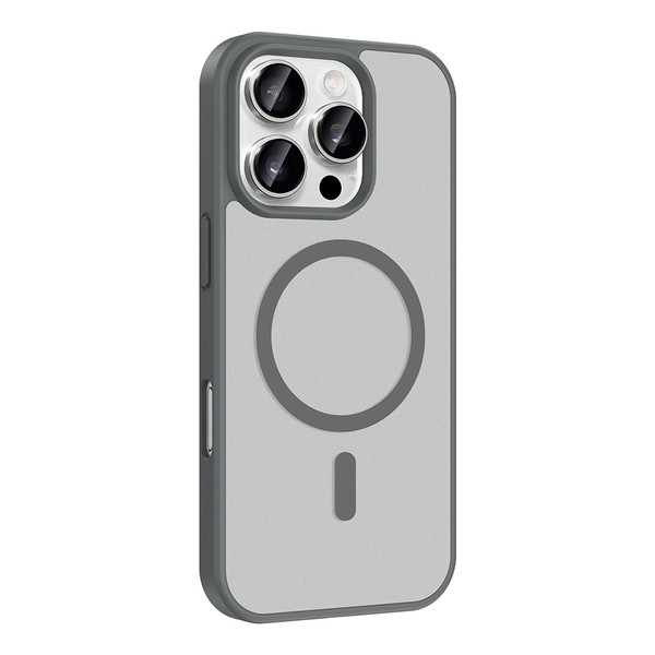 Başkenttekno iPhone 16 Pro Kılıf Mat Magsafe Şarj Hassas Butonlu Renkli Yumuşak Kenarlı Premium Babet Kapak Gri