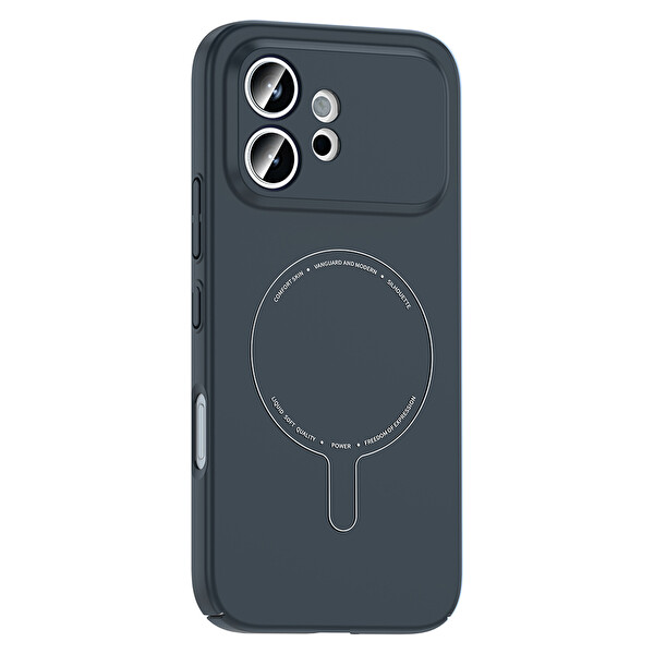 Başkenttekno Honor 600 5G Uyumlu MagSafe Özellikli Elio Kamera Korumalı Sert Kapak Kılıf Lacivert