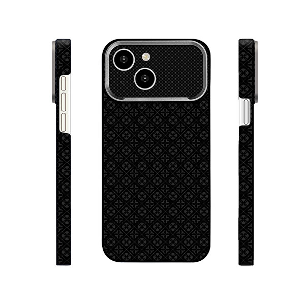 Başkenttekno iPhone 14 Kılıf MagSafe Şarj Premium Retro Çiçek Desenli Kamera Ve Lens Korumalı Velix Sert Siyah