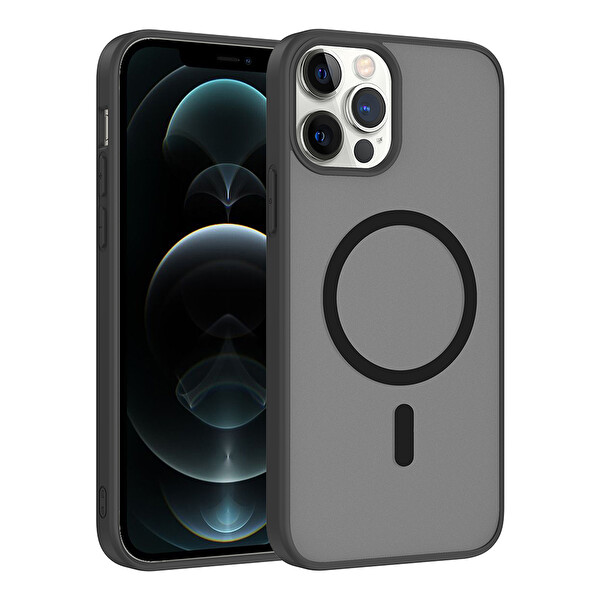 Başkenttekno iPhone 11 Pro Max Kılıf Mat Magsafe Şarj Hassas Butonlu Renkli Yumuşak Kenarlı Premium Babet Kapak Siyah