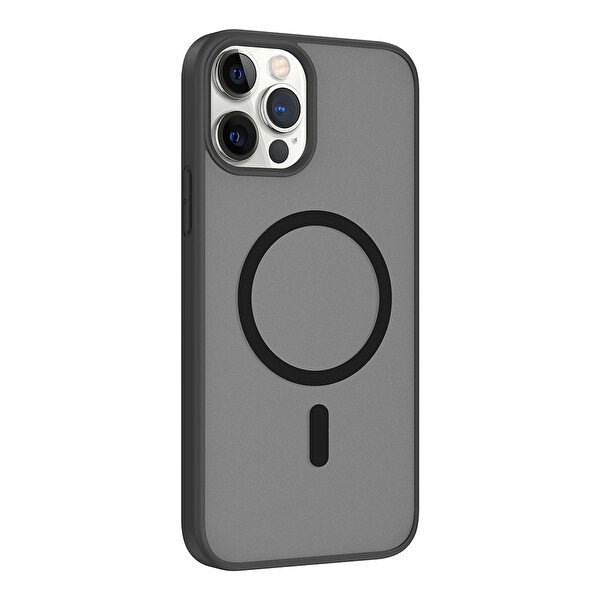 Başkenttekno iPhone 11 Pro Max Kılıf Mat Magsafe Şarj Hassas Butonlu Renkli Yumuşak Kenarlı Premium Babet Kapak Siyah