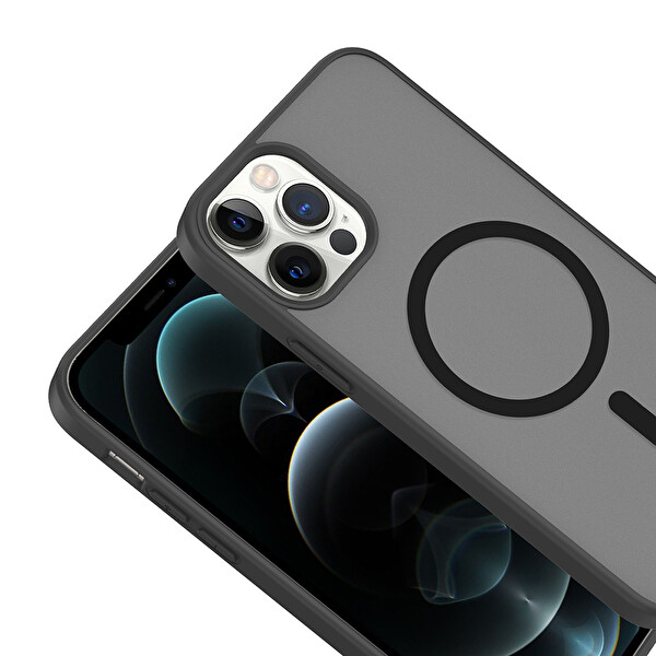 Başkenttekno iPhone 11 Pro Max Kılıf Mat Magsafe Şarj Hassas Butonlu Renkli Yumuşak Kenarlı Premium Babet Kapak Siyah