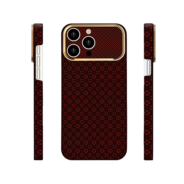 Başkenttekno iPhone 14 Pro Max Kılıf MagSafe Şarj Premium Retro Çiçek Desenli Kamera Ve Lens Korumalı Velix Sert Bordo
