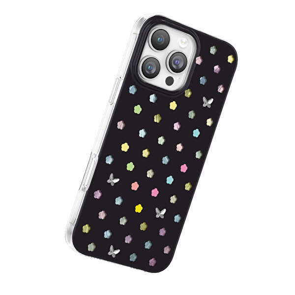Başkenttekno iPhone 16 Pro Max Kılıf MagSafe Şarj Özellikli Premium Taş Detayli Axen Sert Siyah