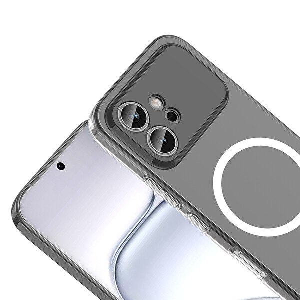 Başkenttekno Honor 600 5G Uyumlu Kamera Korumalı MagSafe Şarj Şeffaf Sararmaz London Sert Plastik Kapak Şeffaf