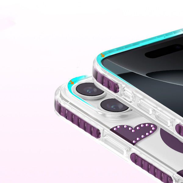 Başkenttekno iPhone 16 Pro Max MagSafe Destekli Parlak Taşlı Tasarımlı Kamera Korumalı Elvo Kılıf Bordo