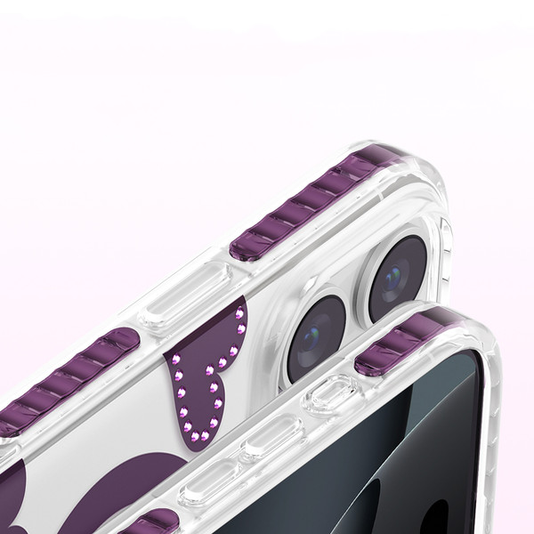 Başkenttekno iPhone 16 Pro Max MagSafe Destekli Parlak Taşlı Tasarımlı Kamera Korumalı Elvo Kılıf Bordo