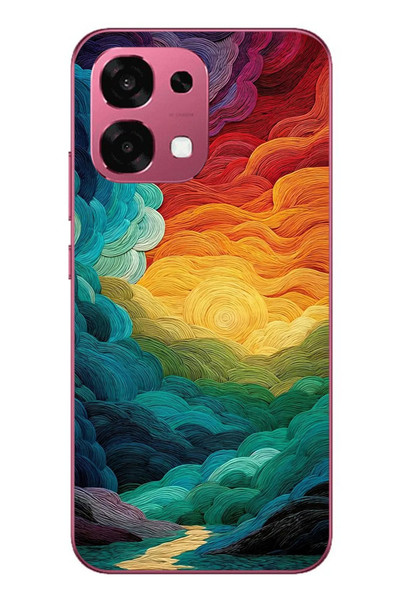 Le Balvo Oppo A6 PRO Uyumlu Gün Doğumu ve Batımı Baskılı Silikon Kılıf