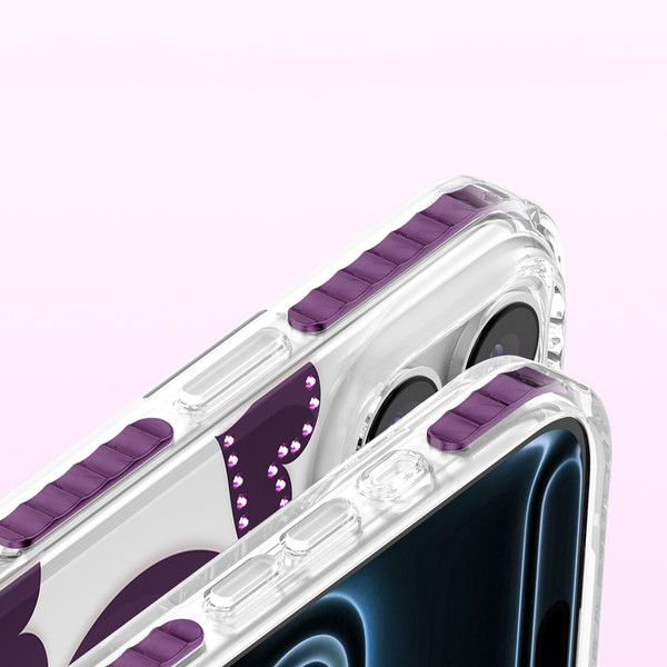 Başkenttekno iPhone 17 Pro MagSafe Destekli Parlak Taşlı Tasarımlı Kamera Korumalı Elvo Kılıf Bordo