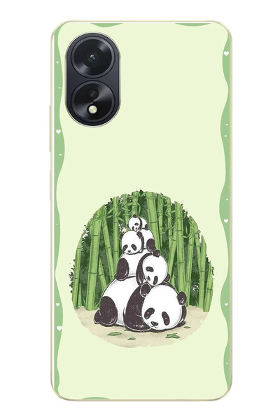 Le Balvo Oppo A38 Uyumlu Panda Ailesi Baskılı Silikon Kılıf