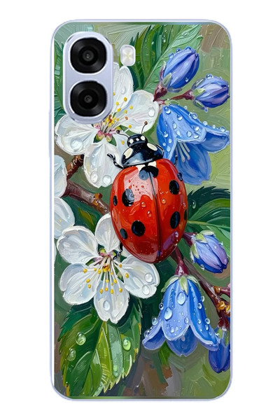 Le Balvo Oppo A6t - A6X Uyumlu Uğur Böceği Yağlı Boya Baskılı Silikon Kılıf