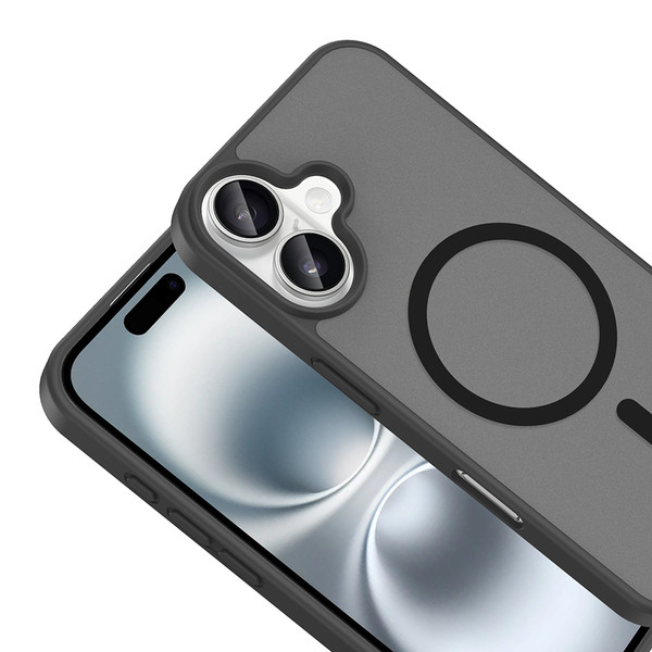 Başkenttekno iPhone 16 Plus Kılıf Mat Magsafe Şarj Hassas Butonlu Renkli Yumuşak Kenarlı Premium Babet Kapak Siyah