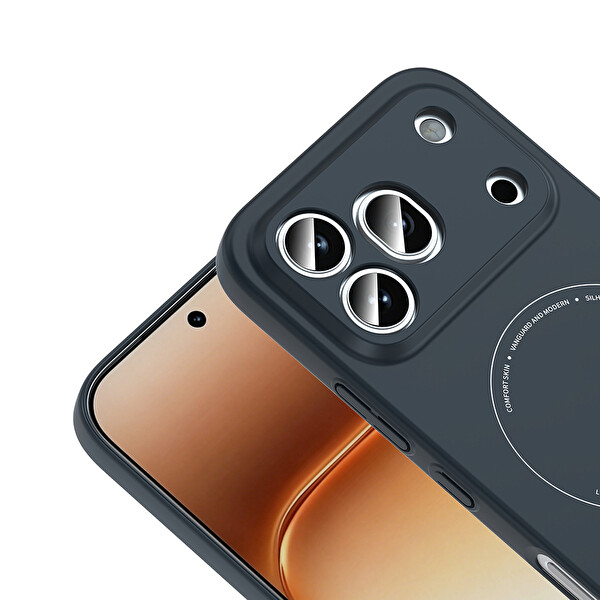 Başkenttekno Honor 600 Pro 5G Uyumlu MagSafe Özellikli Elio Kamera Korumalı Sert Kapak Kılıf Lacivert