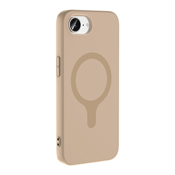Başkenttekno iPhone 16E Kılıf M-Safe Şarj Özellikli Kamera Korumali Premium Soft Aris Silikon Kapak Krem