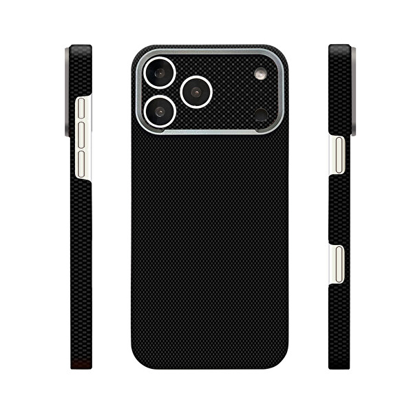 Başkenttekno iPhone 18 Pro Uyumlu 400D M-Safe Şarj Özellikli Kılıf Premium Paris Zerre Sert Siyah