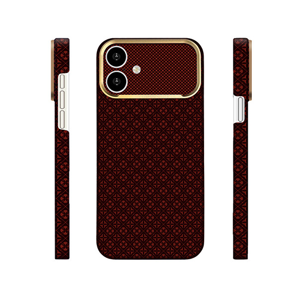 Başkenttekno iPhone 17 Kılıf MagSafe Şarj Premium Retro Çiçek Desenli Kamera Ve Lens Korumalı Velix Sert Bordo
