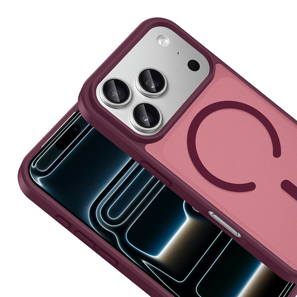 Başkenttekno iPhone 17 Pro Kılıf Mat Magsafe Şarj Hassas Butonlu Renkli Yumuşak Kenarlı Premium Babet Kapak Bordo