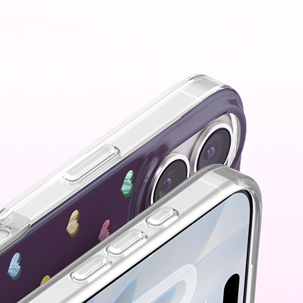 Başkenttekno iPhone 17 Kılıf Kılıf MagSafe Şarj Özellikli Premium Taş Detayli Axen Sert Mürdüm