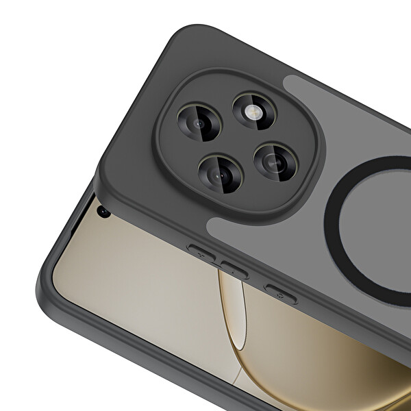 Başkenttekno Oppo A6 Pro Uyumlu Kılıf Mat Magsafe Şarj Hassas Butonlu Renkli Yumuşak Kenarlı Premium Babet Kapak Siyah