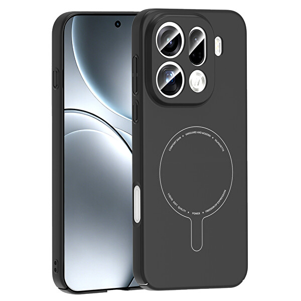 Başkenttekno Oppo Find X9 Pro Uyumlu MagSafe Özellikli Elio Kamera Korumalı Sert Kapak Kılıf Siyah