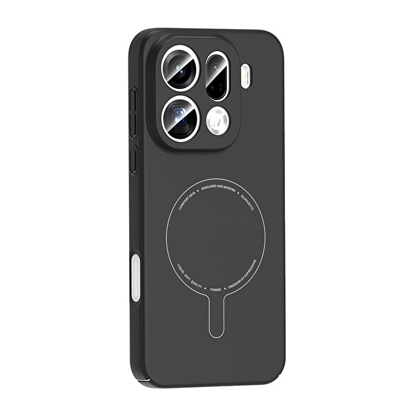 Başkenttekno Oppo Find X9 Pro Uyumlu MagSafe Özellikli Elio Kamera Korumalı Sert Kapak Kılıf Siyah