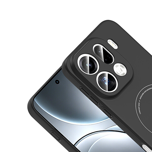 Başkenttekno Oppo Find X9 Pro Uyumlu MagSafe Özellikli Elio Kamera Korumalı Sert Kapak Kılıf Siyah