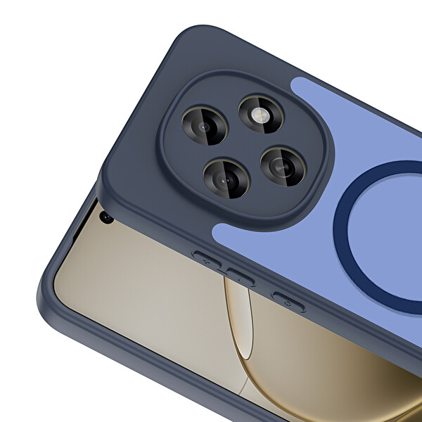 Başkenttekno Oppo A6 Pro Uyumlu Kılıf Mat Magsafe Şarj Hassas Butonlu Yumuşak Kenarlı Premium Babet Kapak Lacivert