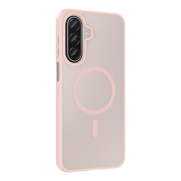 Başkenttekno Samsung Galaxy A27 Uyumlu Kılıf Mat Magsafe Şarj Hassas Butonlu Renkli Yumuşak Kenarlı Premium Kapak Pembe