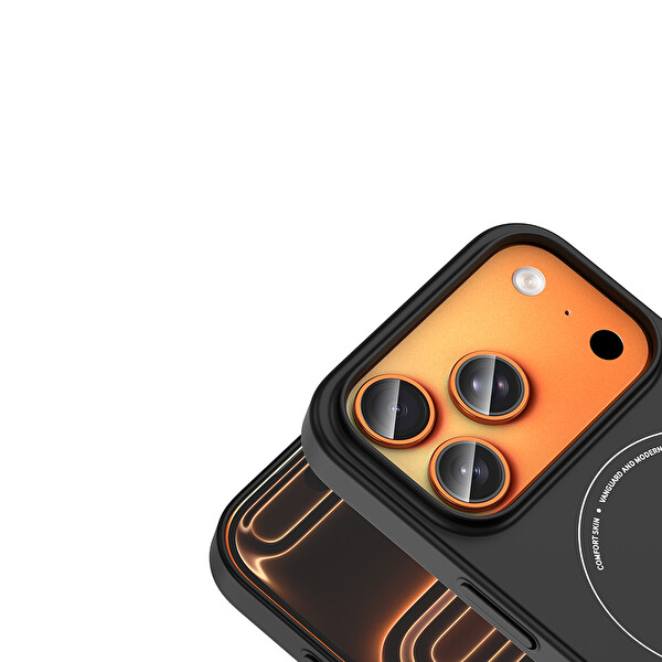Başkenttekno iPhone 18 Pro Uyumlu MagSafe Özellikli Elio Kamera Korumalı Sert Kapak Kılıf Siyah