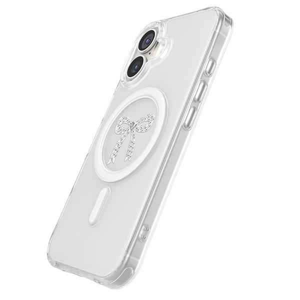 Başkenttekno iPhone 17 Premium Kristal Taş İşlemeli MagSafe Özellikli Darbe Emici Mova Telefon Kılıfı Şeffaf