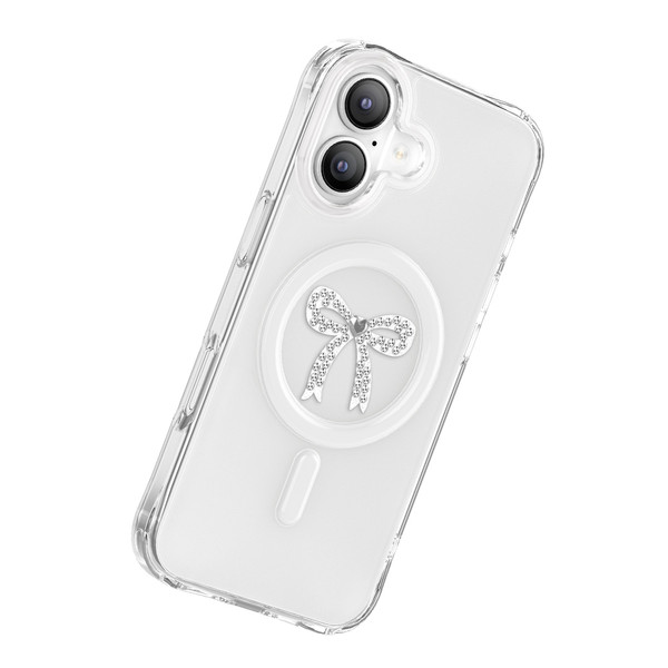 Başkenttekno iPhone 17 Premium Kristal Taş İşlemeli MagSafe Özellikli Darbe Emici Mova Telefon Kılıfı Şeffaf