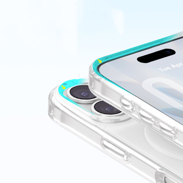 Başkenttekno iPhone 17 Premium Kristal Taş İşlemeli MagSafe Özellikli Darbe Emici Mova Telefon Kılıfı Şeffaf