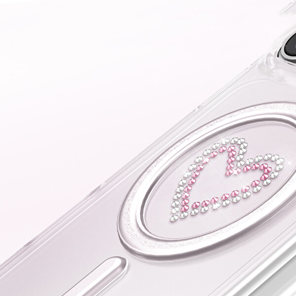 Başkenttekno iPhone 17 Pro Premium Kristal Taş İşlemeli MagSafe Özellikli Darbe Emici Mova Telefon Kılıfı Pembe