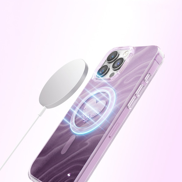 Başkenttekno iPhone 16 Pro Max Premium MagSafe Şarj Özellikli Orjinal Swaro Taşlı Rovix Sert Mor