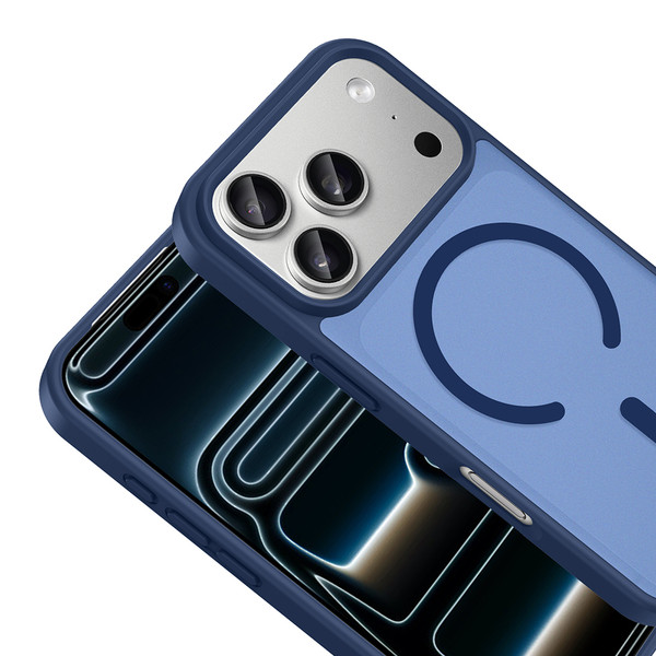 Başkenttekno iPhone 17 Pro Max Kılıf Mat Magsafe Şarj Hassas Butonlu Renkli Yumuşak Kenarlı Premium Babet Kapak Mavi