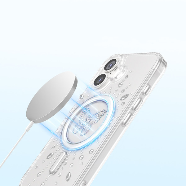 Başkenttekno iPhone 17 Premium Kristal Taş İşlemeli MagSafe Özellikli Darbe Emici Mova Telefon Kılıfı
