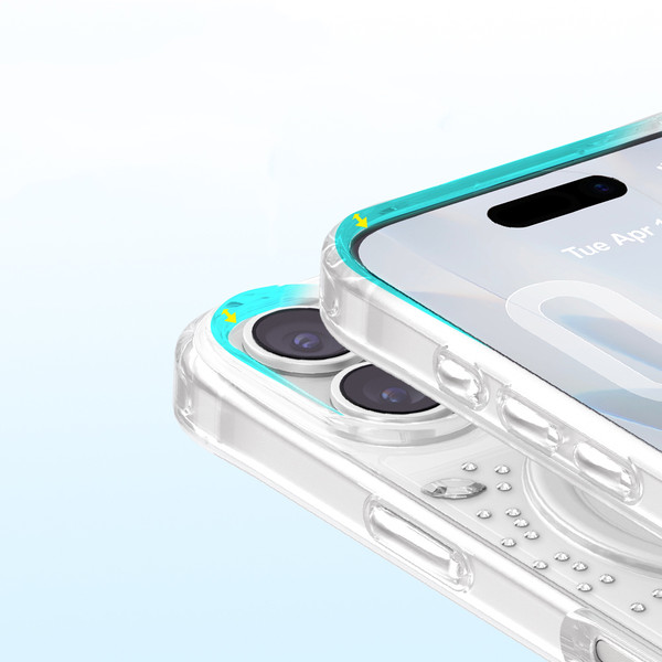 Başkenttekno iPhone 17 Premium Kristal Taş İşlemeli MagSafe Özellikli Darbe Emici Mova Telefon Kılıfı