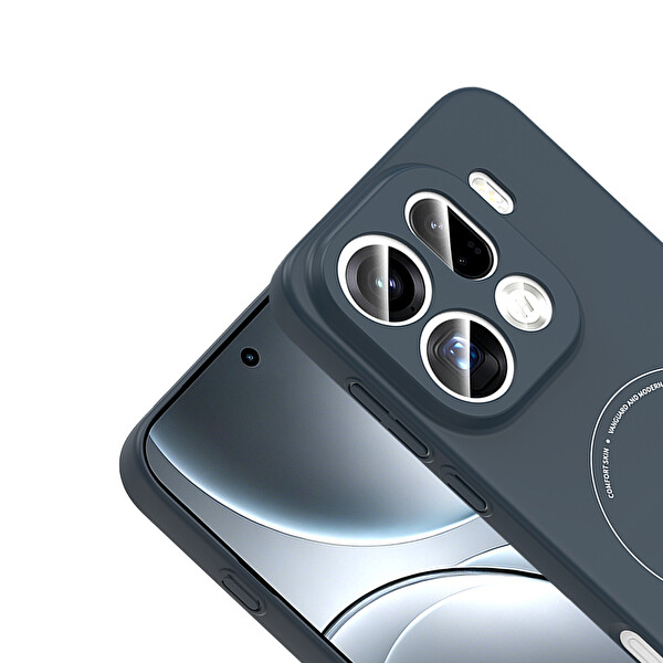 Başkenttekno Oppo Find X9 Pro Uyumlu MagSafe Özellikli Elio Kamera Korumalı Sert Kapak Kılıf Lacivert