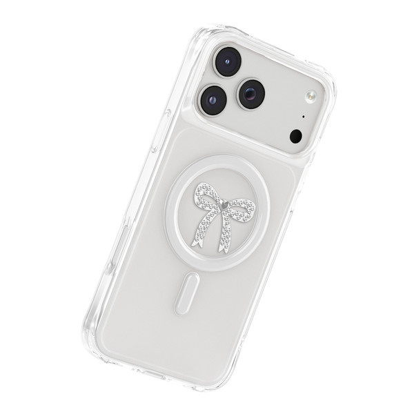 Başkenttekno iPhone 18 Pro Max Premium Kristal Taş İşlemeli MagSafe Özellikli Darbe Emici Mova Telefon Kılıfı Şeffaf