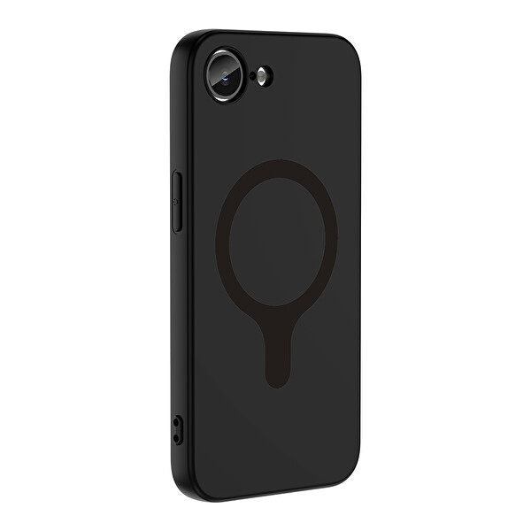 Başkenttekno iPhone 16E Kılıf M-Safe Şarj Özellikli Kamera Korumali Premium Soft Aris Silikon Kapak Siyah